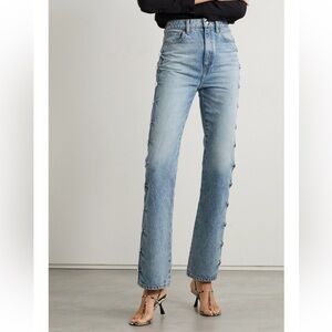 NWT KHAITE DANIELLE STUDDED HIGH RISE STRAIGHT LEG JEANS / 26 denim non-stretch